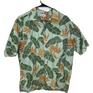 Tori Richard Uniform Camp Shirt Mens Sz L Floral Button Up Hawaiian Palm Trees